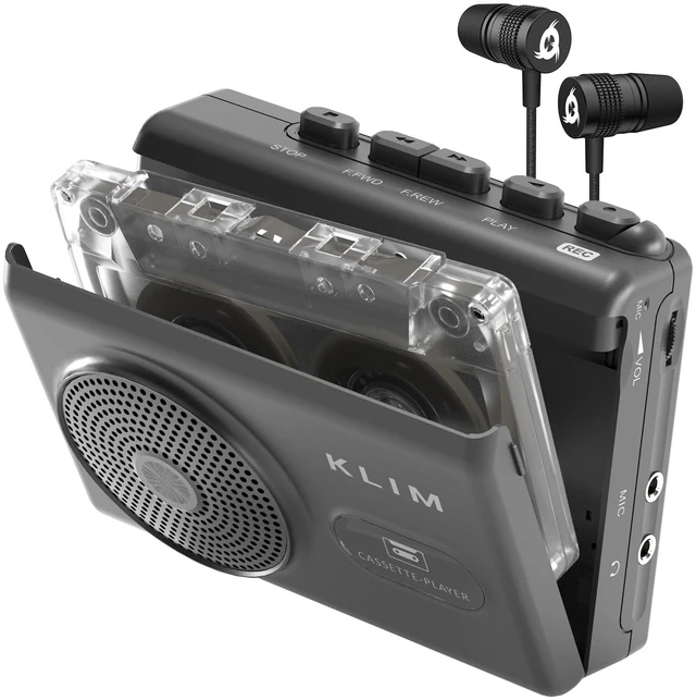 Main image of K9 Cassette Player with Earphones, Portable Recorder, Built-in Speaker Runs on AA Batteries or AC Power, Includes a Headphone Jack and Onboard Microphone - Black, Auto-Stop Protects Your Tapes