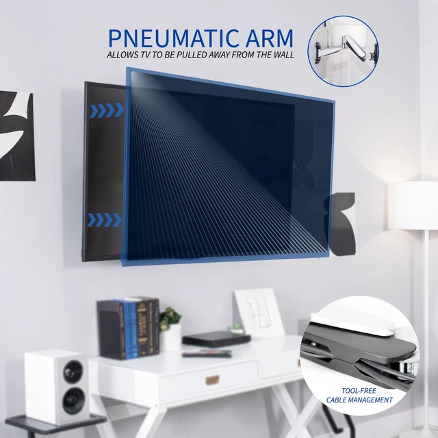 Alt view image 7 of 7 - Silver TV Wall Mount for 40-70 in Screens, MOUNT-VW03G Pneumatic Arm Wall Mount for LED LCD Plasma Flat Screens, Above Fireplace, Max VESA 400x400mm, Holds 66 lbs