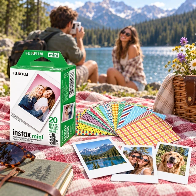 Alt view image 4 of 6 - Instax Mini Instant Film, 20 Exposures + Sticker Frame Set + TSC Microfiber Cleaning Cloth, for Mini 8, 9, 11, 12, 25, 50S, 7S, 90 & Mini Link