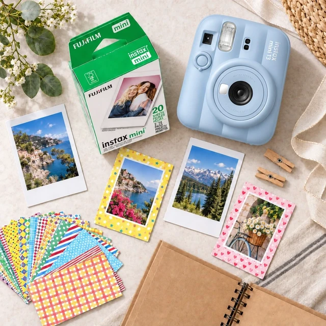 Alt view image 6 of 6 - Instax Mini Instant Film, 20 Exposures + Sticker Frame Set + TSC Microfiber Cleaning Cloth, for Mini 8, 9, 11, 12, 25, 50S, 7S, 90 & Mini Link