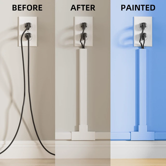 Alt view image 4 of 7 - Large 142in Cord Hider for 3-4 Cords, Cord Covers for Wires on Wall, Easier Install Wire Covers for Cords on Wall, Cable Wire Hider, Cable Cover Management Raceway, W1.18 H0.63in, White