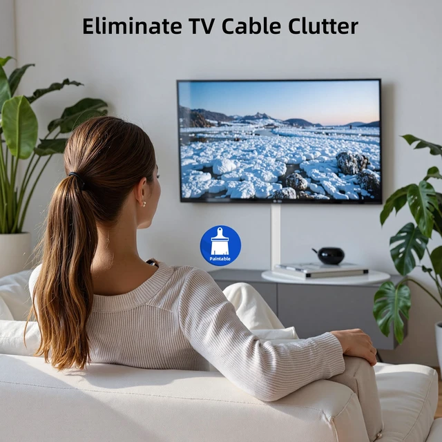 Alt view image 7 of 7 - Large 142in Cord Hider for 3-4 Cords, Cord Covers for Wires on Wall, Easier Install Wire Covers for Cords on Wall, Cable Wire Hider, Cable Cover Management Raceway, W1.18 H0.63in, White