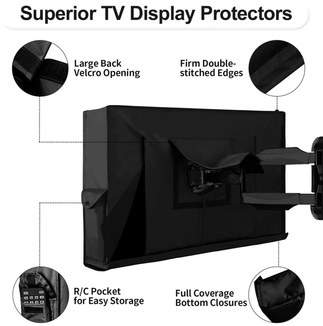 Alt view image 5 of 7 - Patio TV Cover with Bottom Cover for 70-75 In Flat Screen TV Waterproof & UV Resistant TV Screen Protector, Cover Size 68" L x 42" W x 5.5" H, Black