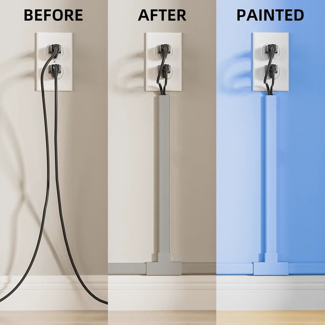 Alt view image 4 of 7 - 142in Grey Cord Hider Cable Hider, Cord Covers for 2-3 Wires on Wall, Premium Wire Hiders Wire Covers for Cords on Wall, Easier Setup TV Cable Cover Management Kit, W0.94 H0.47in, Grey