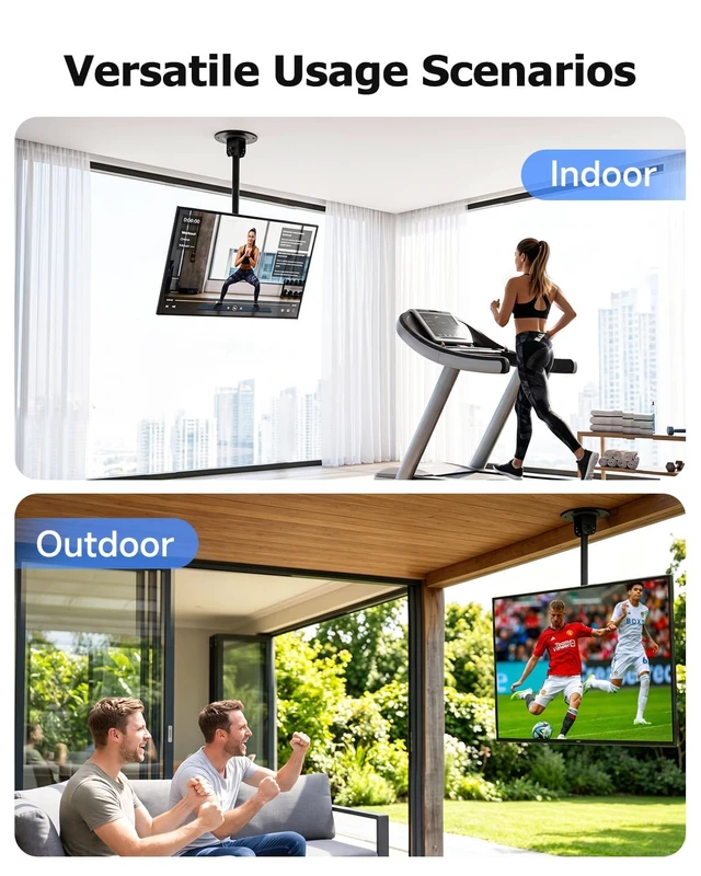 Alt view image 7 of 7 - Ceiling TV Mount for 26-55-65 inch LCD LED TVs Full Motion Bracket Ceiling Mount for TV VESA Max 400x400, Hanging Adjustable Ceiling TV Bracket Holds up to 110kbs, Tilt and Swivel
