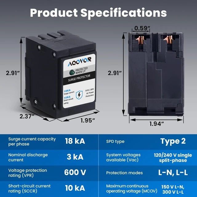Alt view image 7 of 7 - Type BR Whole-Panel Circuit Breaker Surge Protective Device (1-Pack)