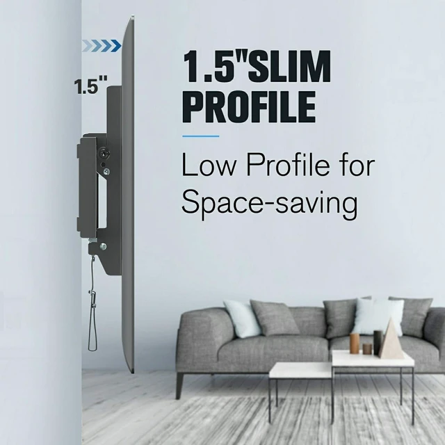 Alt view image 3 of 7 - TV Wall Mount for 37-70 Inch Flat Screen TV up to 132lbs Tilting TV Mount,1.5" Low Profile Space Saving - Max VESA 600 x 400, MD2868-LK