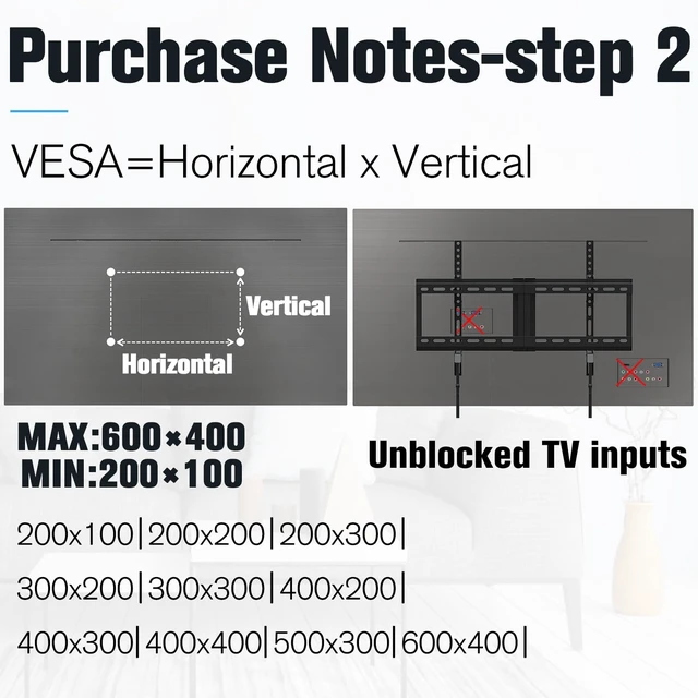 Alt view image 5 of 7 - TV Wall Mount for 37-70 Inch Flat Screen TV up to 132lbs Tilting TV Mount,1.5" Low Profile Space Saving - Max VESA 600 x 400, MD2868-LK