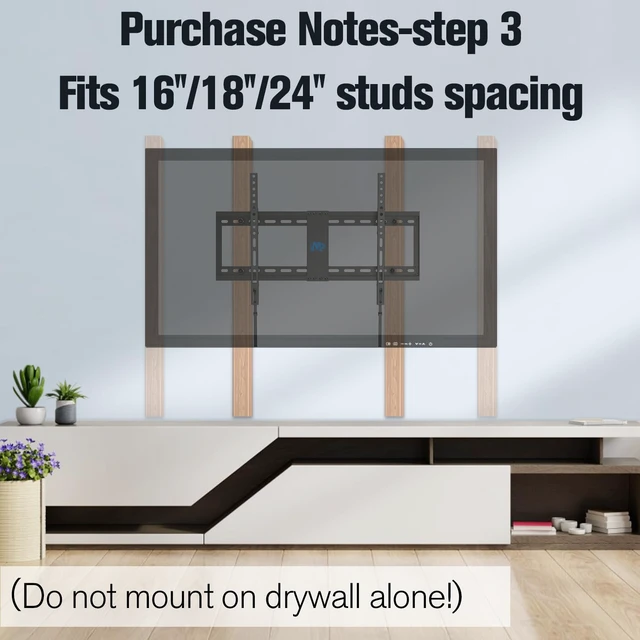 Alt view image 6 of 7 - TV Wall Mount for 37-70 Inch Flat Screen TV up to 132lbs Tilting TV Mount,1.5" Low Profile Space Saving - Max VESA 600 x 400, MD2868-LK