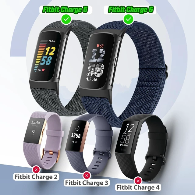 Alt view image 4 of 7 - 5 Pack Elastic Nylon Watch Bands Compatible for Fitbit Charge 6/Fitbit Charge 5, Adjustable Breathable Replacement Stretchy Nylon Loop Wristband Sport Strap for Women Men
