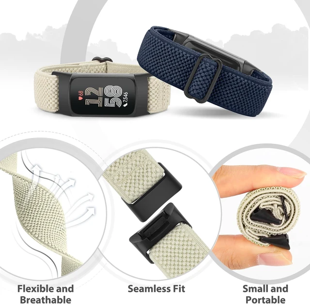 Alt view image 5 of 7 - 5 Pack Elastic Nylon Watch Bands Compatible for Fitbit Charge 6/Fitbit Charge 5, Adjustable Breathable Replacement Stretchy Nylon Loop Wristband Sport Strap for Women Men