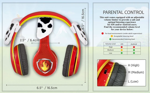 Alt view image 4 of 5 - Paw Patrol Marshall Kids Headphones, Wired Headphones Compatiable with 3.5mm Jack, Children's Earphones for School, Home, or Travel