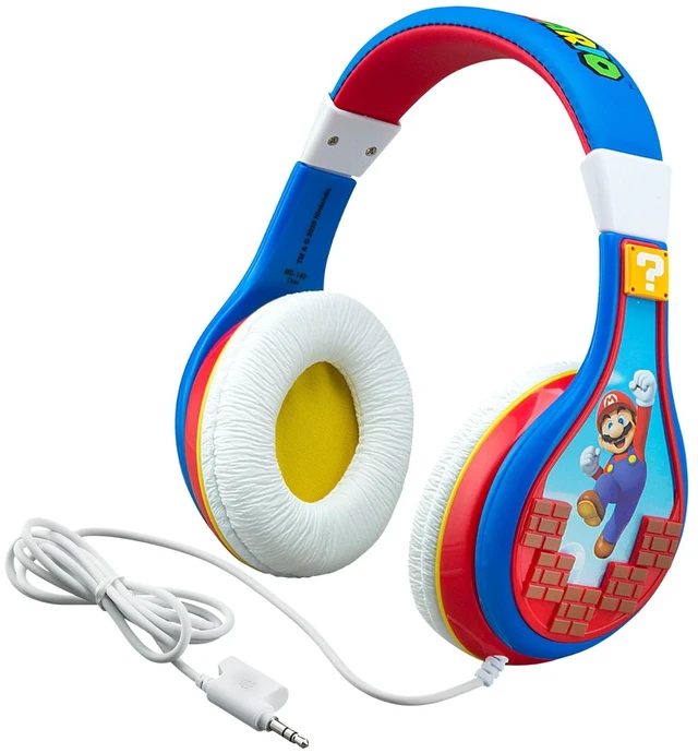 Main image of Super Mario Kids Headphones, Adjustable Headband, Stereo Sound, 3.5Mm Jack, Wired Headphones for Kids, Tangle-Free, Volume Control, Childrens Headphones Over Ear for School Home, Travel