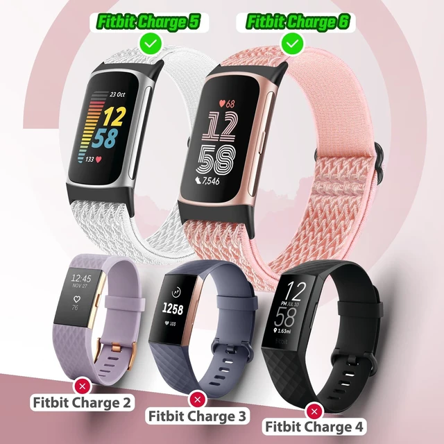 Alt view image 4 of 7 - 5 Pack Elastic Nylon Watch Bands Compatible for Fitbit Charge 6/Fitbit Charge 5, Adjustable Breathable Replacement Stretchy Nylon Loop Wristband Sport Strap for Women Men