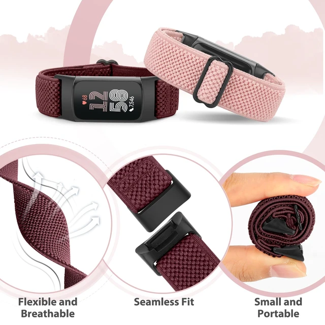 Alt view image 3 of 7 - 5 Pack Elastic Nylon Watch Bands Compatible for Fitbit Charge 6/Fitbit Charge 5, Adjustable Breathable Replacement Stretchy Nylon Loop Wristband Sport Strap for Women Men