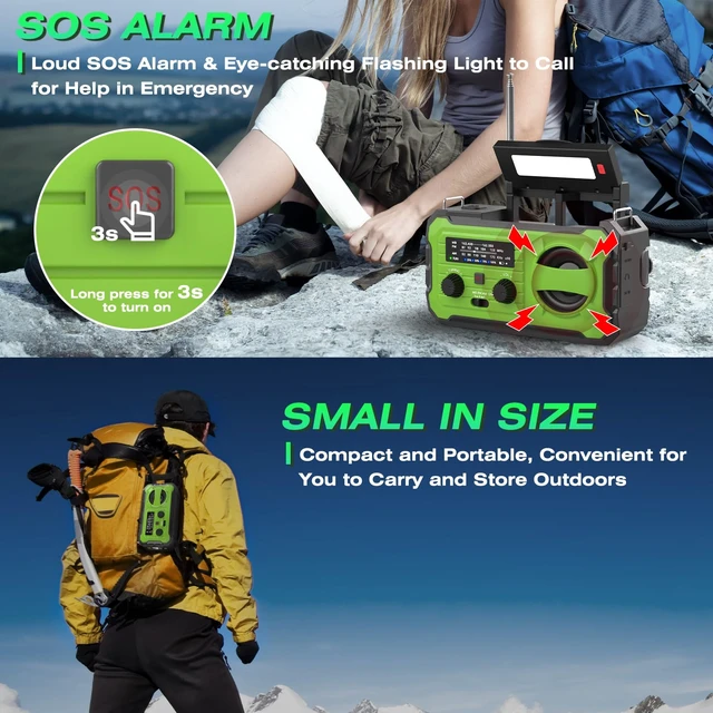 Alt view image 4 of 7 - Emergency Weather Radio, Radios Portable Am Fm for Extreme Weather NOAA Emergency Radio 10000mAh Large Battery, Survival Gear for Indoor and Outdoor, Camping with Solar, Hand Crank, USB Charge