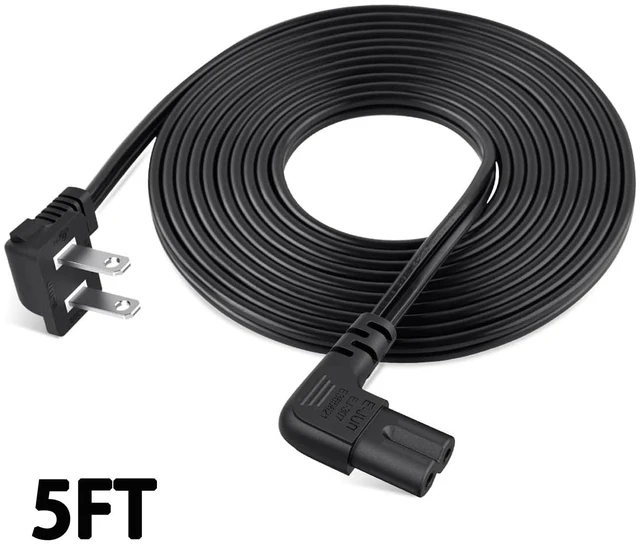 Alt view image 7 of 7 - 5FT TV Power Cord for Samsung TV, 90 Degree Angled 18AWG 2-Prong to L-Shaped C7 Power Cord for Samsung tv 24" 32" 40" 43" 48" 49" 50" 55" 60" 65" 75" Inch, LG/TCL Charger Cable Adapter Replacement