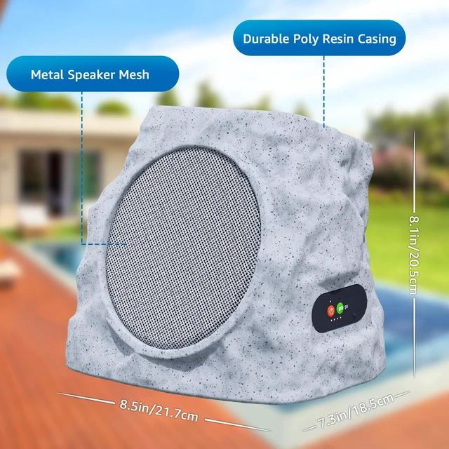 Alt view image 6 of 7 - 2-Pack Rock Speakers Outdoor Waterproof with RGB Color Lights Multi-Sync Up to 100 Speakers,Auto-Pairing,Solar-Powered and USB Charging for Patio Pool Party Yard Garden Outside