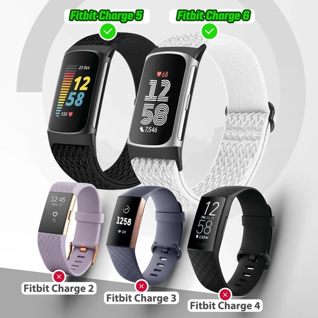 Alt view image 4 of 7 - 5 Pack Elastic Nylon Watch Bands Compatible for Fitbit Charge 6/Fitbit Charge 5, Adjustable Breathable Replacement Stretchy Nylon Loop Wristband Sport Strap for Women Men