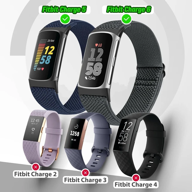 Alt view image 3 of 7 - 5 Pack Elastic Nylon Watch Bands Compatible for Fitbit Charge 6/Fitbit Charge 5, Adjustable Breathable Replacement Stretchy Nylon Loop Wristband Sport Strap for Women Men