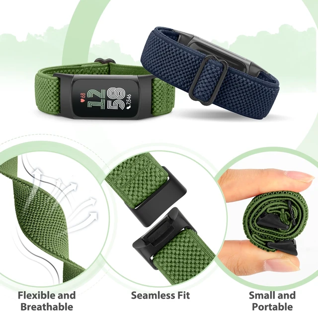 Alt view image 5 of 7 - 5 Pack Elastic Nylon Watch Bands Compatible for Fitbit Charge 6/Fitbit Charge 5, Adjustable Breathable Replacement Stretchy Nylon Loop Wristband Sport Strap for Women Men