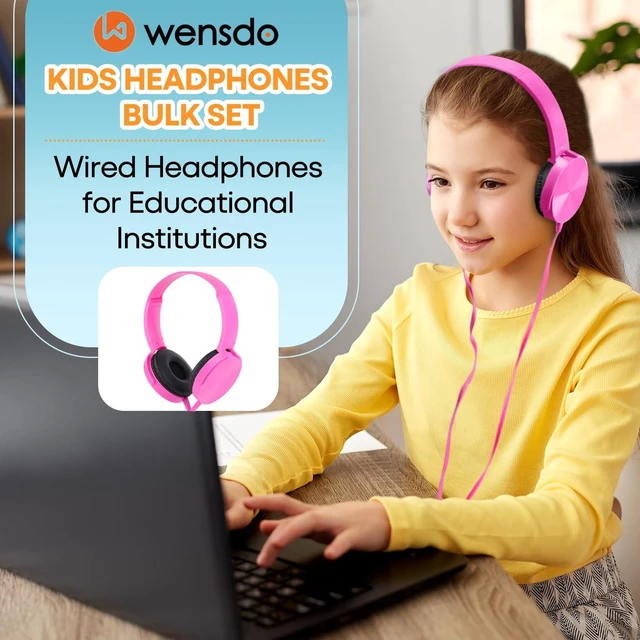 Alt view image 2 of 7 - Bulk Headphones 12 Pack for School Classroom Kids K-12, Wholesale Wired Durable Computer Earphones Class Set for Students Children Toddler Teens Boys Girls and Adult (HY450, 12 Mixed)