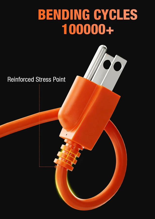Alt view image 5 of 7 - Heavy-Duty Power Station Charging Cable, 14AWG Fast Charger Cable for Jackery Explorer 2000/1500/1000 Pro,Ecoflow Delta/River Series,Bluetti EB3A;Anker 757/767, 125V 15A AC Power Cord Orange(16FT)