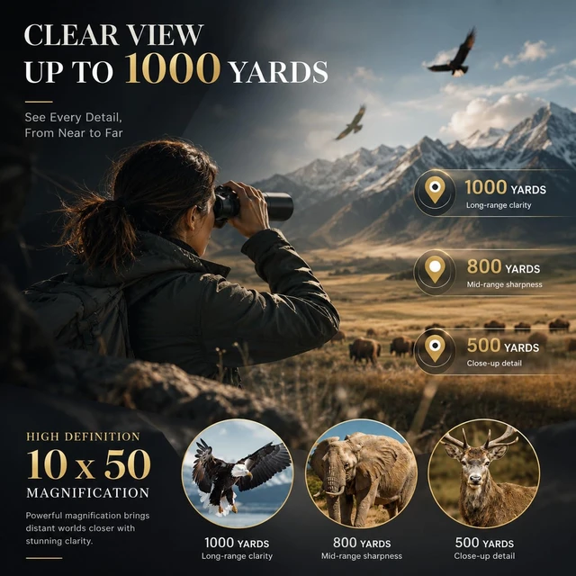 Alt view image 3 of 7 - 10x50 Binoculars for Adults High Powered Astronomy Binoculars Stargazing Nitrogen-Filled IPX7 Waterproof Bird Watching Star gazing Long Distance Hunting Cruise Ship Travel Binoculars 10x50 FMC BAK4