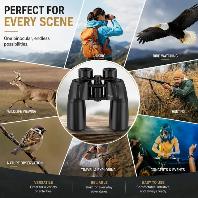 Alt view image 4 of 7 - 10x50 Binoculars for Adults High Powered Astronomy Binoculars Stargazing Nitrogen-Filled IPX7 Waterproof Bird Watching Star gazing Long Distance Hunting Cruise Ship Travel Binoculars 10x50 FMC BAK4