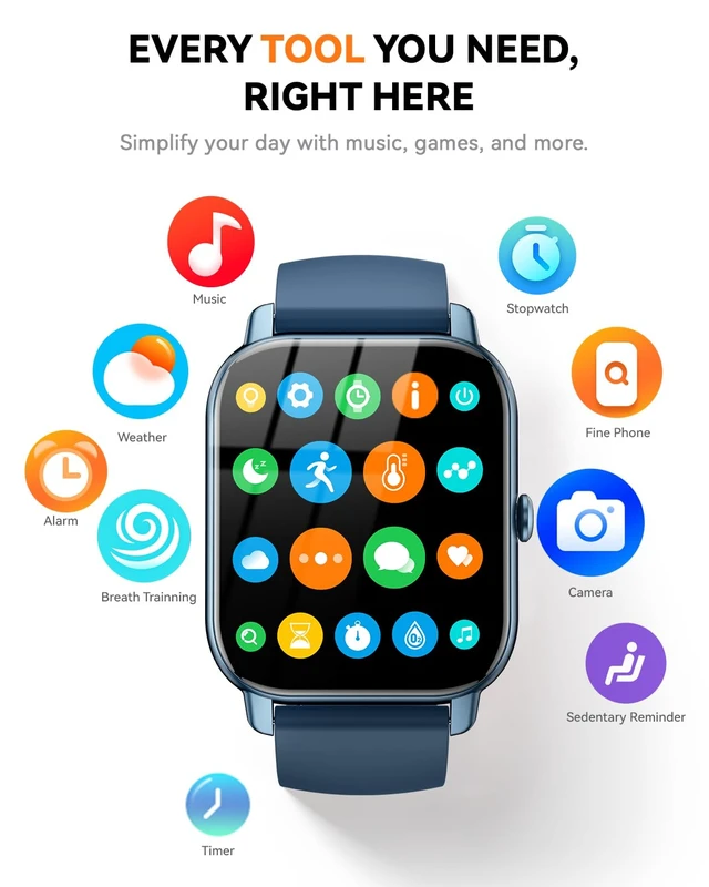 Alt view image 7 of 7 - Smart Watches for Men Women, Fitness Tracker with Activity Counter/Sleep Monitor, IP68 Waterproof Smart Watch for Android iPhone iOS Compatible (Midnight Blue, 1.83)