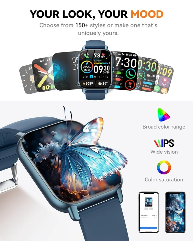 Alt view image 5 of 7 - Smart Watches for Men Women, Fitness Tracker with Activity Counter/Sleep Monitor, IP68 Waterproof Smart Watch for Android iPhone iOS Compatible (Midnight Blue, 1.83)