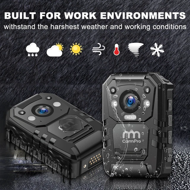 Alt view image 3 of 7 - CammPro I826 1440P 2K HD Police Body Camera,64G Memory,Waterproof Body Worn Camera with Audio Recording,Night Vision,GPS for Law Enforcement