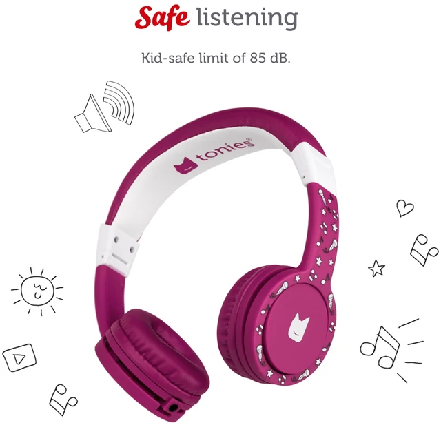 Alt view image 3 of 6 - Foldable Wired Headphones for Kids - Comfortably Designed to fit On-Ear - Works with Toniebox 1 and All 3.5mm Devices - Purple