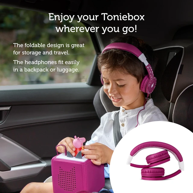 Alt view image 5 of 6 - Foldable Wired Headphones for Kids - Comfortably Designed to fit On-Ear - Works with Toniebox 1 and All 3.5mm Devices - Purple