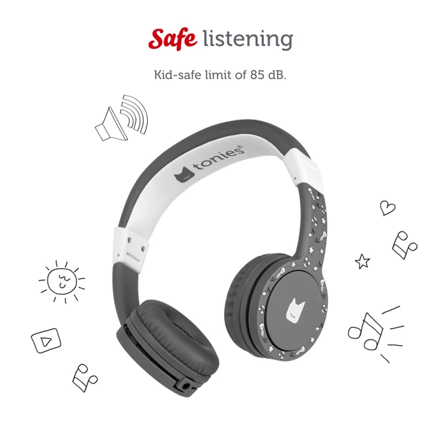 Alt view image 3 of 6 - Foldable Wired Headphones for Kids - Comfortably Designed to fit On-Ear - Works with Toniebox 1 and All 3.5mm Devices - Gray