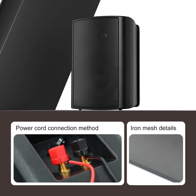 Alt view image 4 of 7 - 6.5 Inch Outdoor Speakers Waterproof Wired 400W Wall Mount Speakers Passive, Suitable use for Indoor, Patio,Covered Deck,Porch,Pool Side (Black)