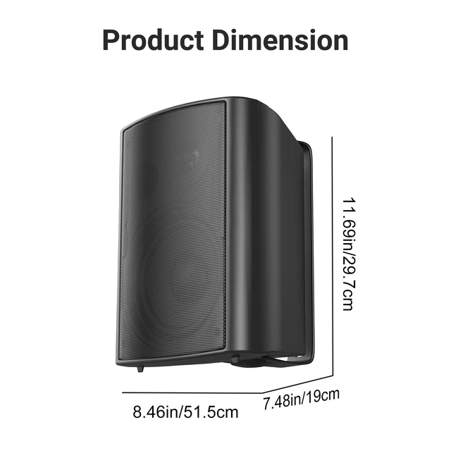 Alt view image 6 of 7 - 6.5 Inch Outdoor Speakers Waterproof Wired 400W Wall Mount Speakers Passive, Suitable use for Indoor, Patio,Covered Deck,Porch,Pool Side (Black)