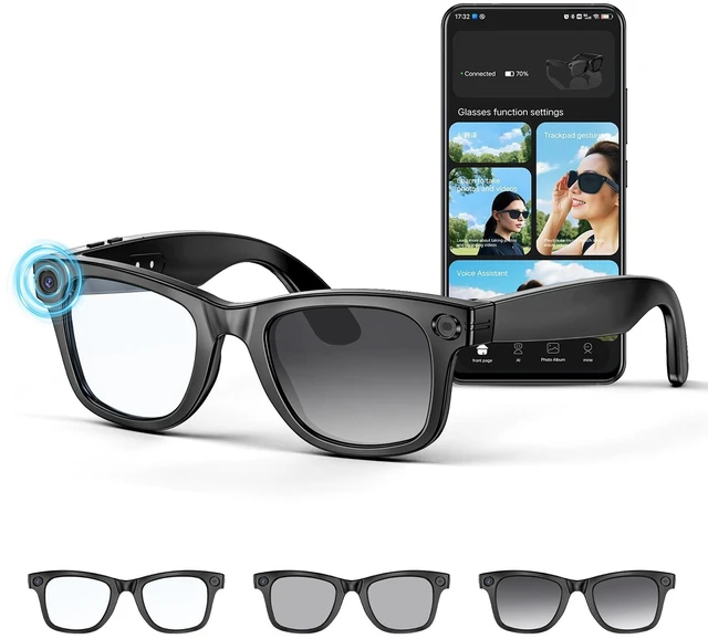 Main image of AI Smart Glasses 8MP Anti-Shake Camera Glasses, 290mAh, BT Call, 4K HD Camera with Video Recording Dual Mic, Simultaneous Interpretation/GPT Identify ObjectsPhotochromic