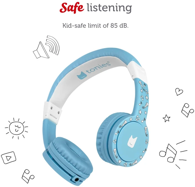Alt view image 3 of 6 - Foldable Wired Headphones for Kids - Comfortably Designed to fit On-Ear - Works with Toniebox 1 and All 3.5mm Devices - Light Blue