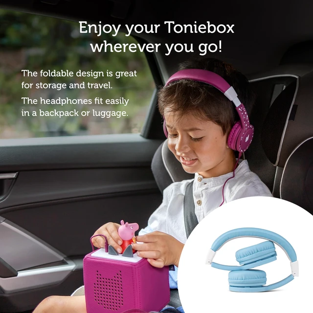 Alt view image 5 of 6 - Foldable Wired Headphones for Kids - Comfortably Designed to fit On-Ear - Works with Toniebox 1 and All 3.5mm Devices - Light Blue