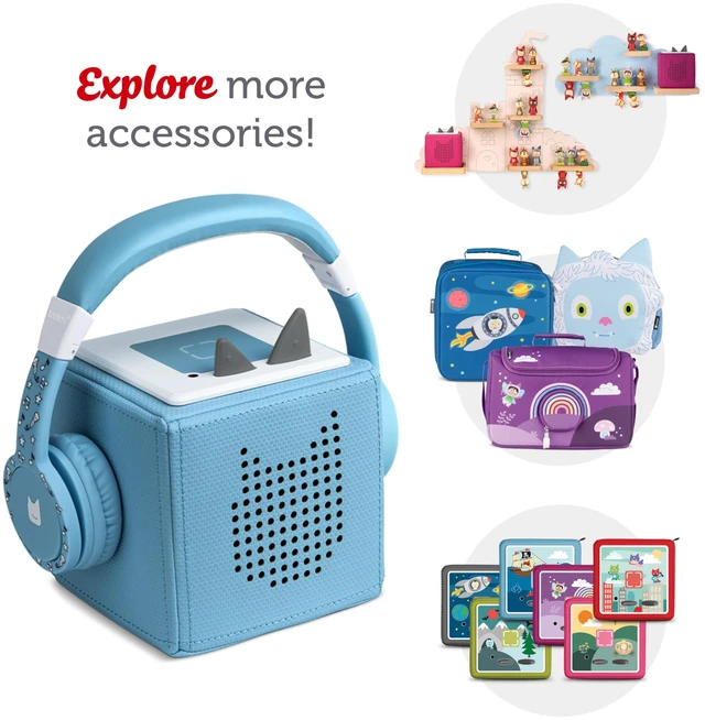 Alt view image 6 of 6 - Foldable Wired Headphones for Kids - Comfortably Designed to fit On-Ear - Works with Toniebox 1 and All 3.5mm Devices - Light Blue
