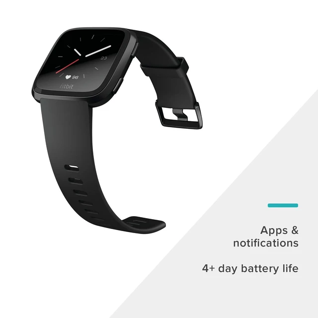 Alt view image 4 of 7 - Versa Smart Watch, Black/Black Aluminium, One Size (S & L Bands Included)