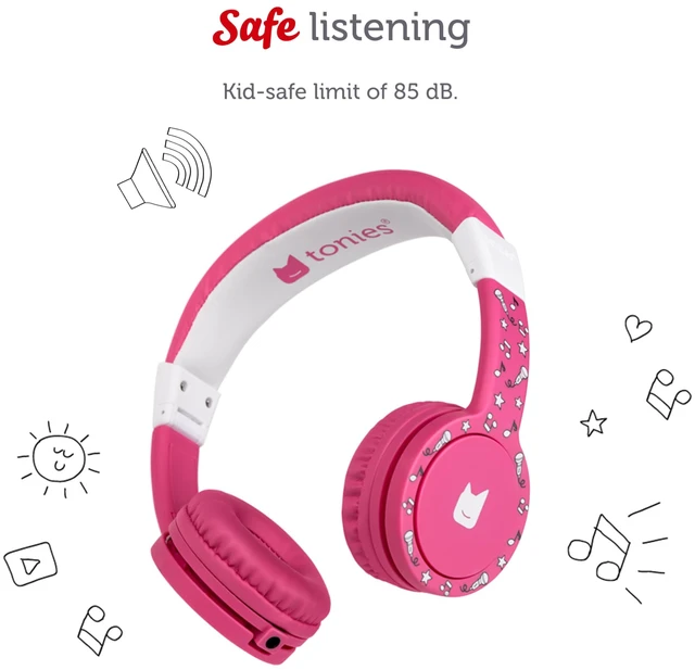 Alt view image 3 of 6 - Foldable Wired Headphones for Kids - Comfortably Designed to fit On-Ear - Works with Toniebox 1 and All 3.5mm Devices - Pink