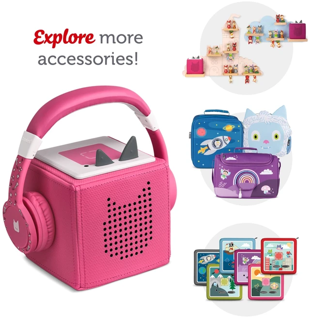 Alt view image 6 of 6 - Foldable Wired Headphones for Kids - Comfortably Designed to fit On-Ear - Works with Toniebox 1 and All 3.5mm Devices - Pink