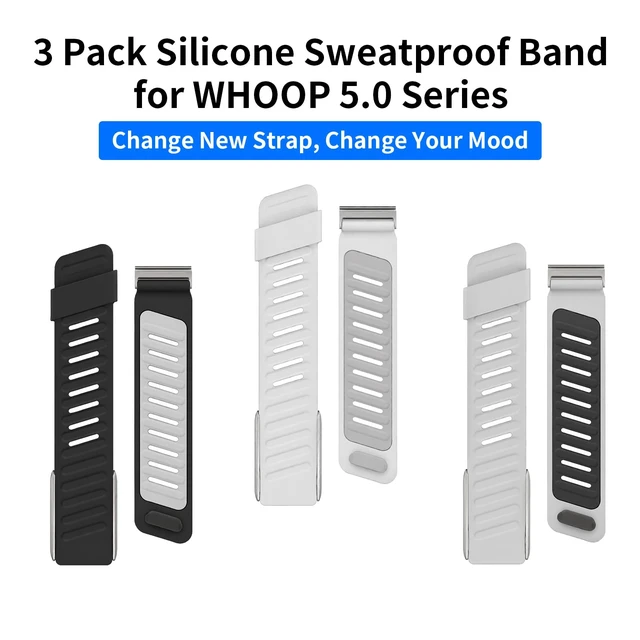 Alt view image 2 of 6 - 3 Pack Silicone SportFlex Bands Compatible with WHOOP 5.0/MG Band for Men Women - Soft, Breathable & Comfortable, Adjustable Waterproof Replacement Wristbands Straps- Not Compatible with Gen 4