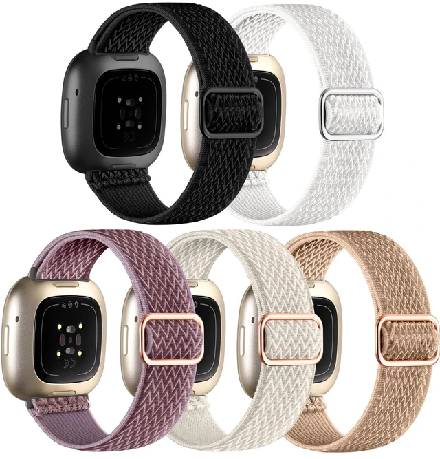 Main image of Stretchy Bands for Fitbit Versa 4/Versa 3/Sense/Sense 2 Bands Women Adjustable Elastic Solo Loop, Hypoallergenic & Breathable, Soft Nylon Sport Strap, Fitbit Smart Watch Accessories for Men