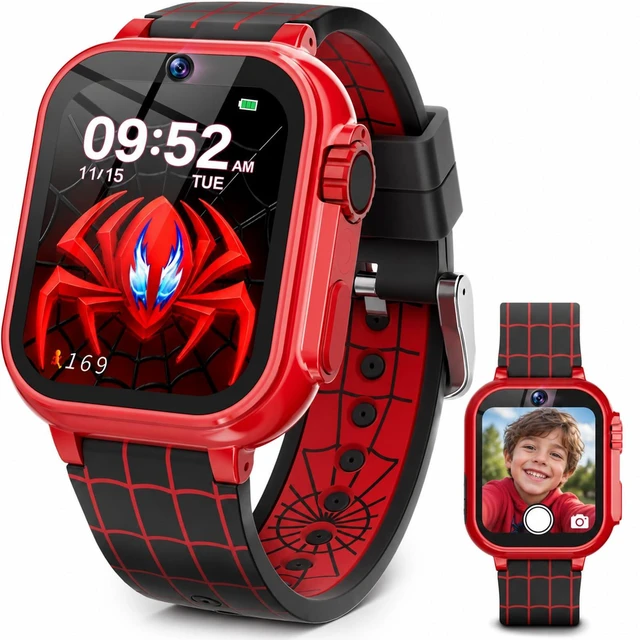 Main image of Kids Smart Watch for Boys Ages 4-12, Camera, 40 Games, Spider Theme Camera, video, music, pedometer, alarm, flashlight, stopwatch and timer; birthday or Christmas gift for boys ages 4-12