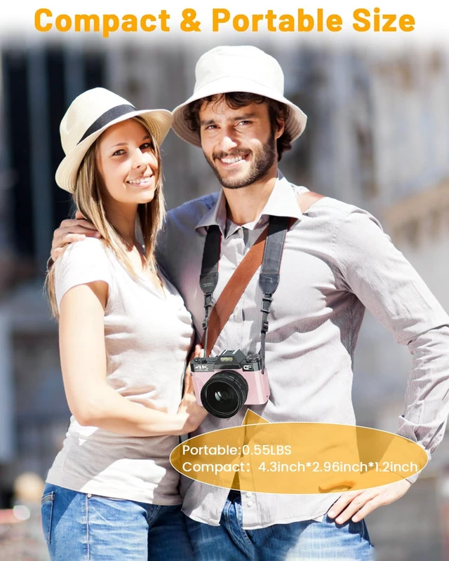 Alt view image 7 of 7 - 4K Digital Camera, Vlogging Camera with WiFi & Flip Screen 16X zoom, 52mm lens, flip screen for YouTube, travel and beginners, includes 32GB SD card