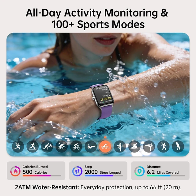 Alt view image 6 of 7 - Smart Watch for Women, 46mm Large Screen Fitness Tracker with Alexa for iPhone/Android/Samsung, Bluetooth Call & Notification Alerts, 101+ Sport Modes, Sleep/Heart Rate Monitor, 10 Day Battery