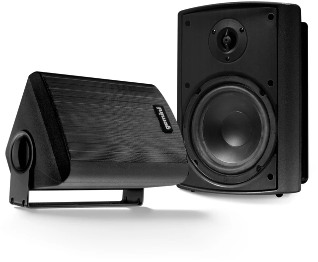 Main image of Outdoor Bluetooth Speakers, Daisy-Chain Pair, Wall-Mount, 5.25" 5.25" outdoor wall-mount speakers, pair - IP44 all-weather - Bluetooth & AUX, expandable - remote incl